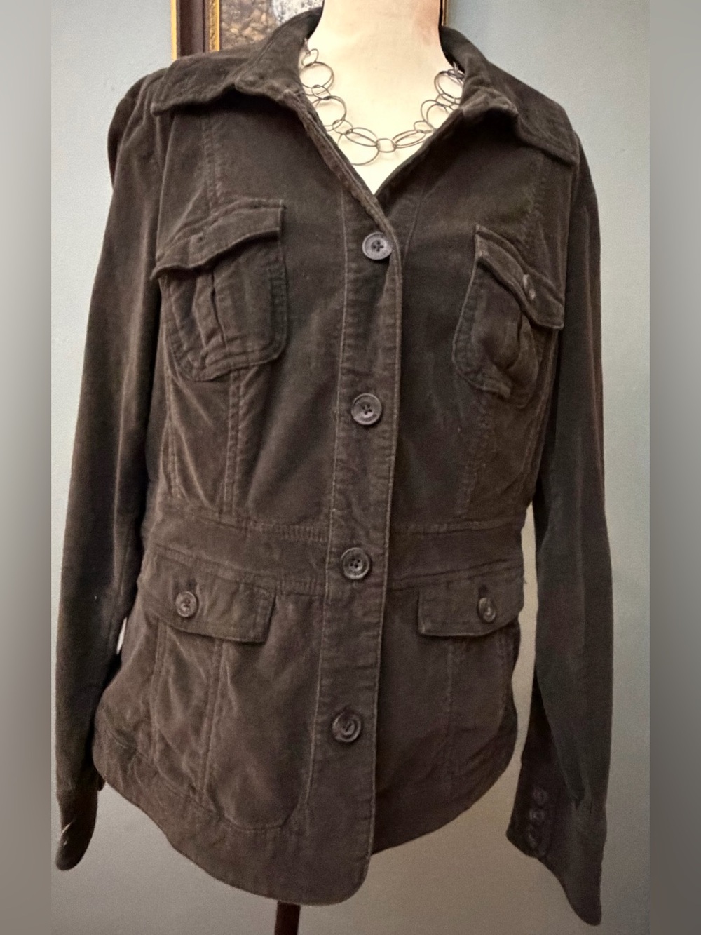 Sonoma Goods for Life Women's Deep Olive Green Corduroy Blazer Jacket L